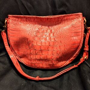 Brahmin Hot Pink Crocodile Skin Shoulder Bag With Wallet